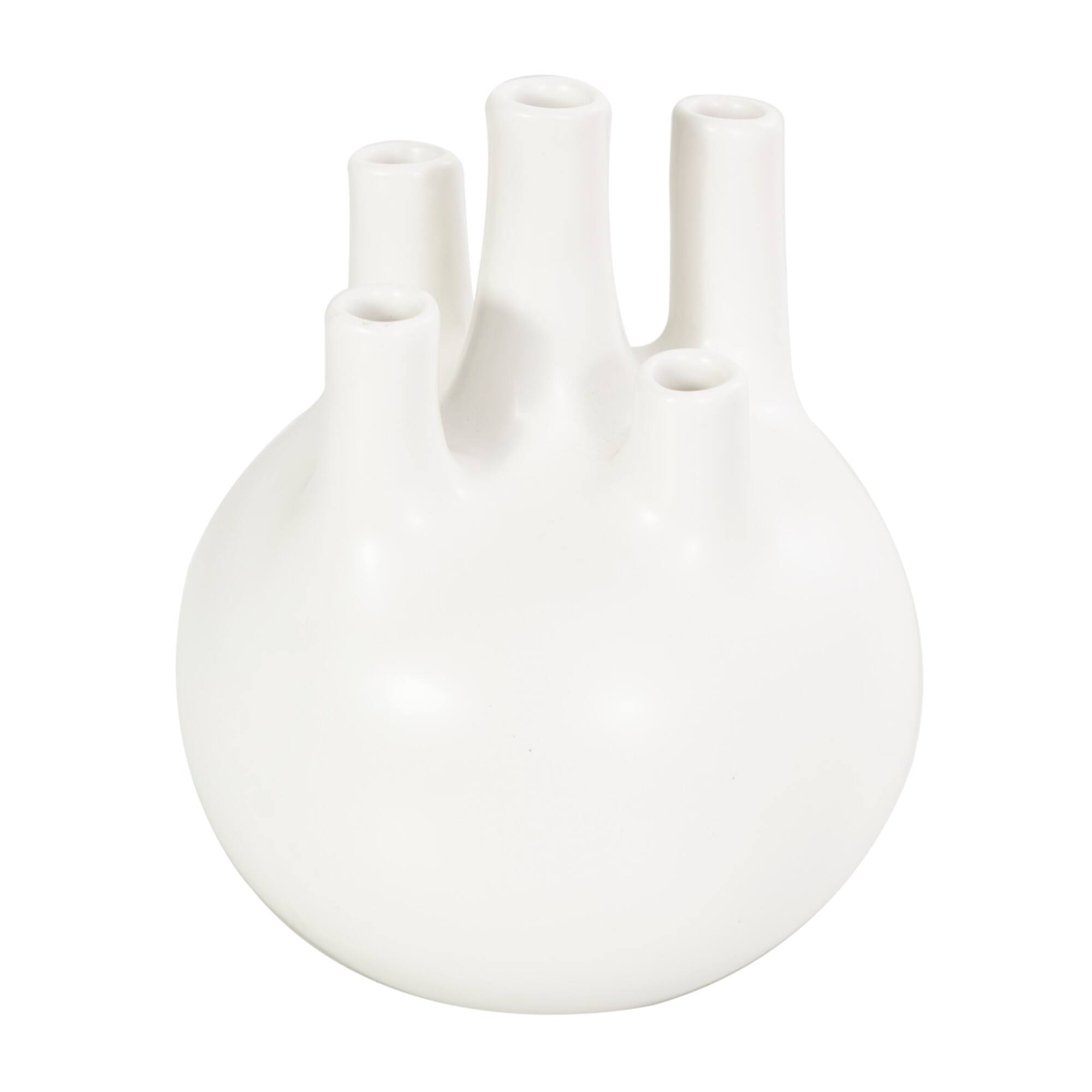 CosmoLiving by Cosmopolitan White Ceramic Round Bud Vase Set with Multiple Openings